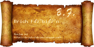 Brich Fábián névjegykártya